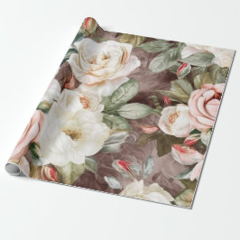 Feine Vintage Rosen in Rosa und Weiß Geschenkpapier