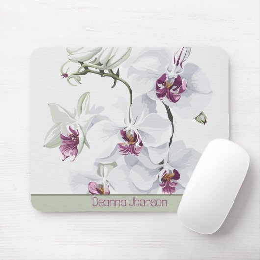 Feine, weiße Blume, individuell anpassbares Mousep Mousepad (Mit Mouse)