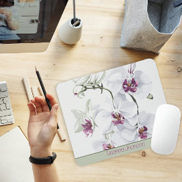 Feine, weiße Blume, individuell anpassbares Mousep Mousepad