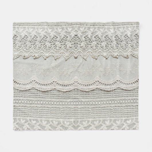 Feine weiße Spitze, textil nah-up. Fleecedecke (Vorderseite (Horizontal))