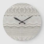 Feine weiße Spitze, textil nah-up. Große Wanduhr (Vorderseite)