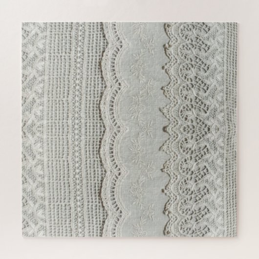 Feine weiße Spitze, textil nah-up. Puzzle (Horizontal)
