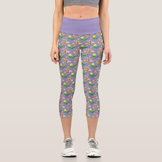 Feine Wildblume in lila. Capri Leggings (Vorderseite)