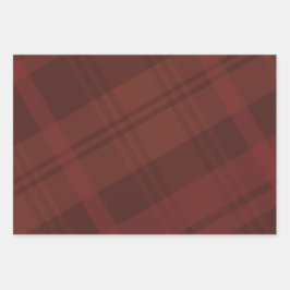 Feiner Maroon karierter Urlaub Geschenkpapier Set