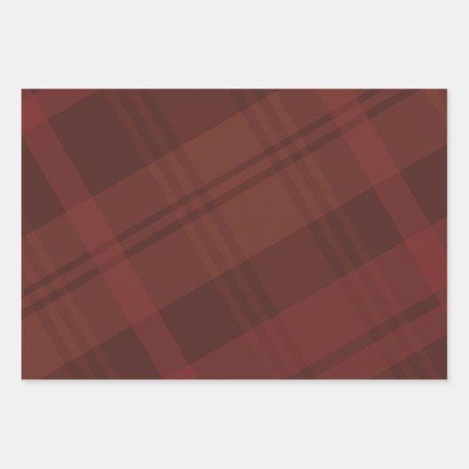 Feiner Maroon karierter Urlaub Geschenkpapier Set (Vorderseite)