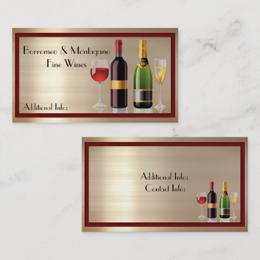Feiner Wein-GoldVisitenkarte Visitenkarte (Vorne/Hinten)