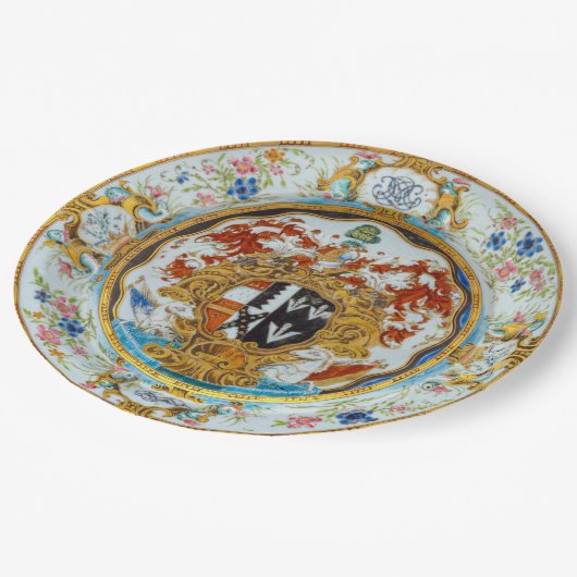 Feines Abendessen mit Hochzeitsmahl Pappteller (Schrägansicht)