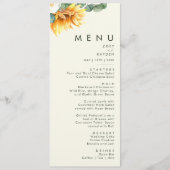 Feines Country Sunflower Hellgelbes Hochzeitessen Menükarte (Vorderseite)