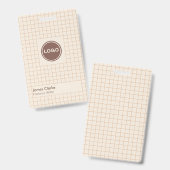 Feines, cremefarbenes, braunes Muster mit Logo Ausweis (Vorder- & Rückseite)