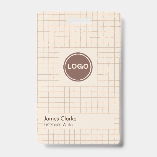 Feines, cremefarbenes, braunes Muster mit Logo Ausweis (Vorderseite)