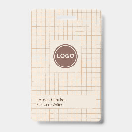 Feines, cremefarbenes, braunes Muster mit Logo Ausweis