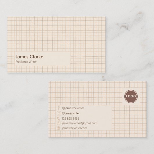 Feines, cremefarbenes, braunes Muster mit Logo Visitenkarte (Vorne/Hinten)