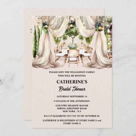 Feines Essen im Freien Tischleinen Einladung (Vorne/Hinten)