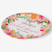 Feines fallflorales Brautparty willkommen Pappteller (Schrägansicht)