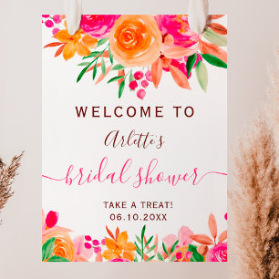 Feines fallflorales Brautparty willkommen Poster