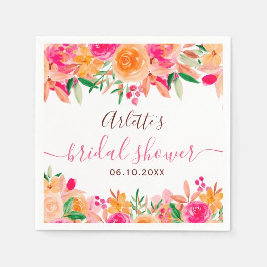 Feines fallflorales Brautparty willkommen Serviette (Vorderseite)