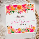 Feines fallflorales Brautparty willkommen Serviette<br><div class="desc">Moderne,  mädchenhafte,  blumenfarbene Brautparty-Serviette mit leuchtend orangefarbenem,  pfirsichfarbenem,  rosa und grünem Blume-Bouquet und elegantem Script-Schriftart.</div>