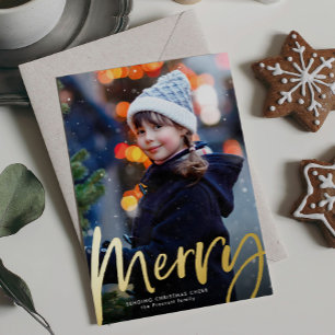 Feines fröhliches Drehbuch ein Foto Weihnachten Folien Feiertagskarte