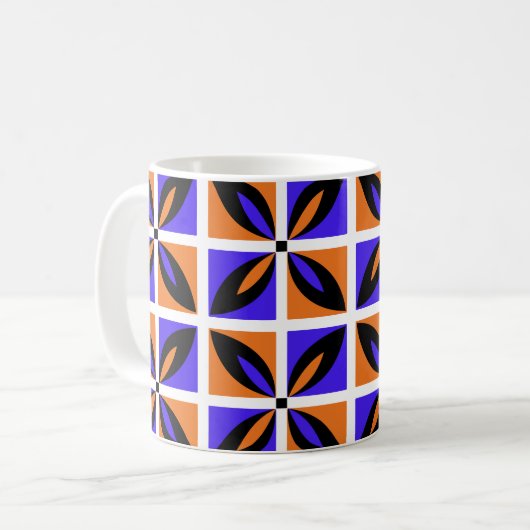 Feines geometrisches Blumendesign Kaffeetasse (Vorderseite Links)