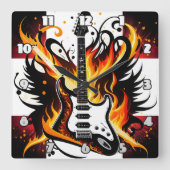 Feines Gitarrendesign in lebhaften Farben Quadratische Wanduhr (Vorderseite)