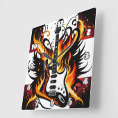 Feines Gitarrendesign in lebhaften Farben Quadratische Wanduhr (Winkel)