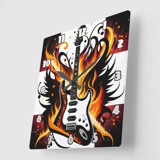 Feines Gitarrendesign in lebhaften Farben Quadratische Wanduhr (Winkel)