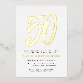 Feines Gold elegante 50. Geburtstagsparty Einladun Folieneinladung