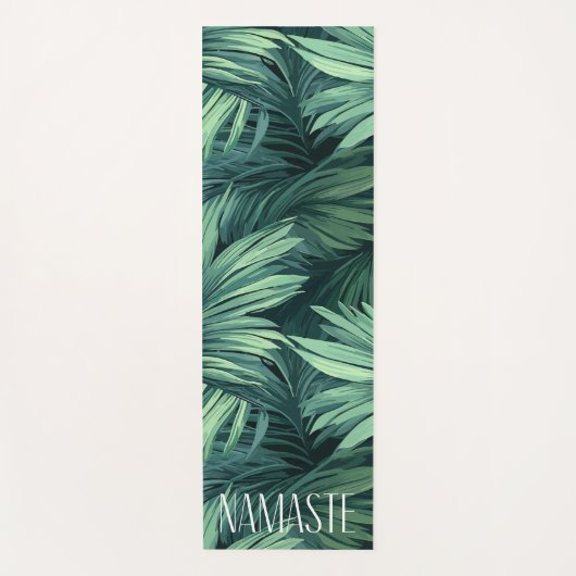 Feines grünes Dschungelmuster mit tropischen Palme Yogamatte (Vorderseite)