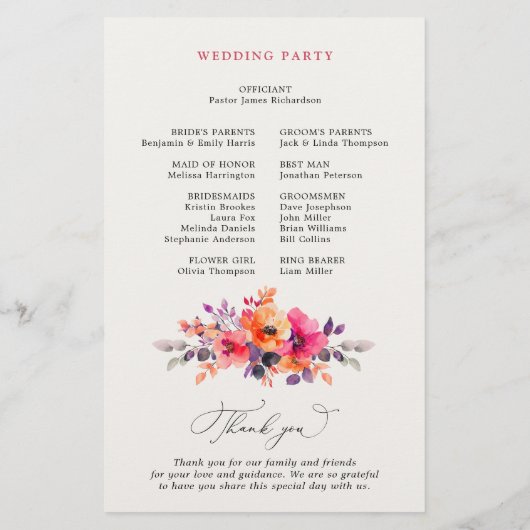 Feines, hellrosa, orangefarbenes Blumenprogramm (Rückseite)