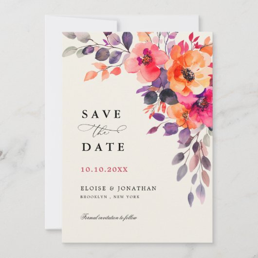 Feines, hellrosa Orangefarbenes Foto Save The Date (Vorderseite)