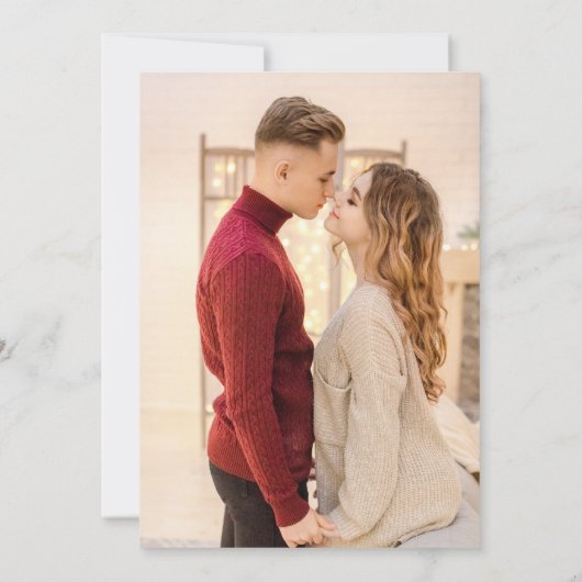 Feines, hellrosa Orangefarbenes Foto Save The Date (Rückseite)