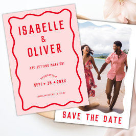 Feines, hellrosa, rosa, gequigges, wavy Retro-Foto Save The Date