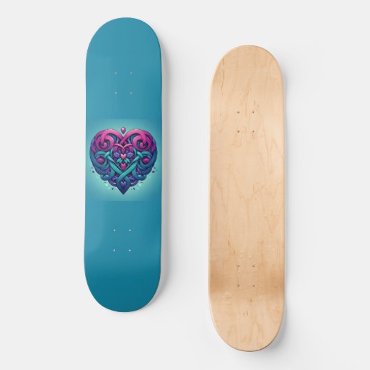 Feines Herz mit Turq blau Skateboard (Vorderseite)