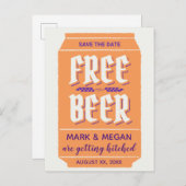 Feines, modernes Bier Save the Date thematisiert  Ankündigungspostkarte (Vorne/Hinten)