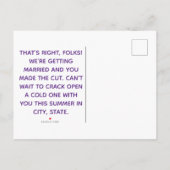 Feines, modernes Bier Save the Date thematisiert Ankündigungspostkarte (Rückseite)