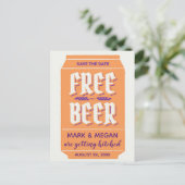 Feines, modernes Bier Save the Date thematisiert  Ankündigungspostkarte (Stehend Vorderseite)
