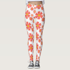 Feines rosa, blühendes Design auf weißer Basis Leggings