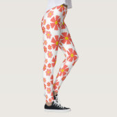 Feines rosa, blühendes Design auf weißer Basis Leggings (Rechts)