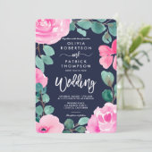 Feines rosa Marinebarre Foto Hochzeit Einladung (Stehend Vorderseite)