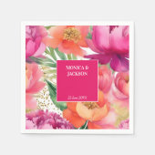 Feines rosa orangefarbenes Hochzeitsgeschirr Serviette (Vorderseite)