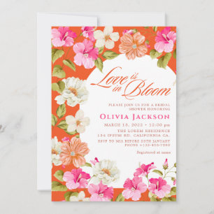 Feines rosa und orangefarbenes, florales, lebhafte einladung