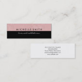 Feines Rosa und Schlicht Schwarz Mini Visitenkarte (Vorne/Hinten)