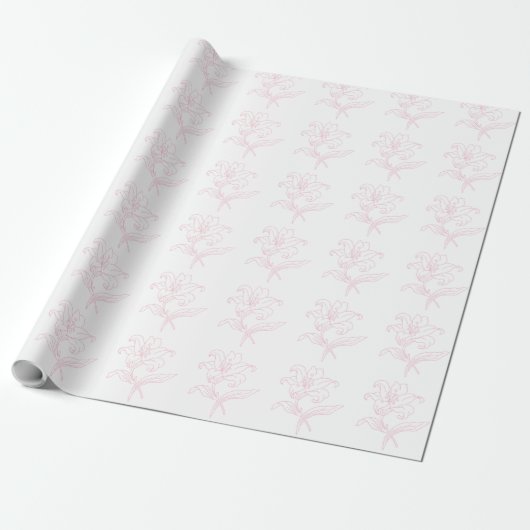 Feines rosafarbenes Lily Lineart Brautparty Geschenkpapier (Ungerollt)