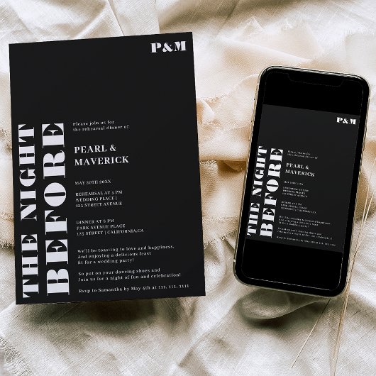 Feines Schwarz-Probe-Dinner Einladung