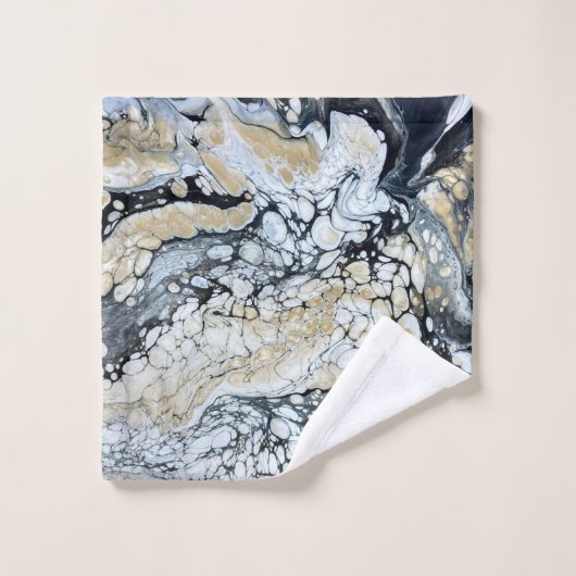 Feines Schwarz-Weiß-Set im Badezimmer Badhandtuch Set (Waschlappen)