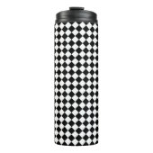 Feines Schwarz-Weiß-Zickzack Muster Thermosbecher (Vorderseite)