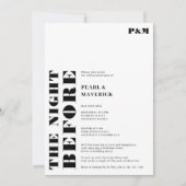 Feines Schwarz-weißes Hochzeitsessen Probe Einladung (Vorderseite)