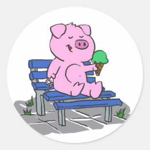 Feines Schweineeis   Farbe wählen Runder Aufkleber