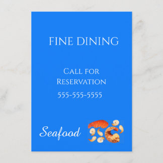 Feines Seafood-Dining individuell anpassen Blaues  Menükarte