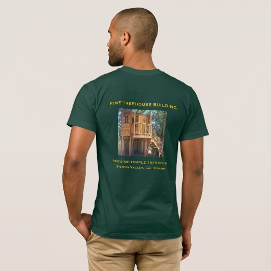 Feines Treehouse-Gebäude, Rotholz-TempelTreehouse T-Shirt (Schwarz voll)